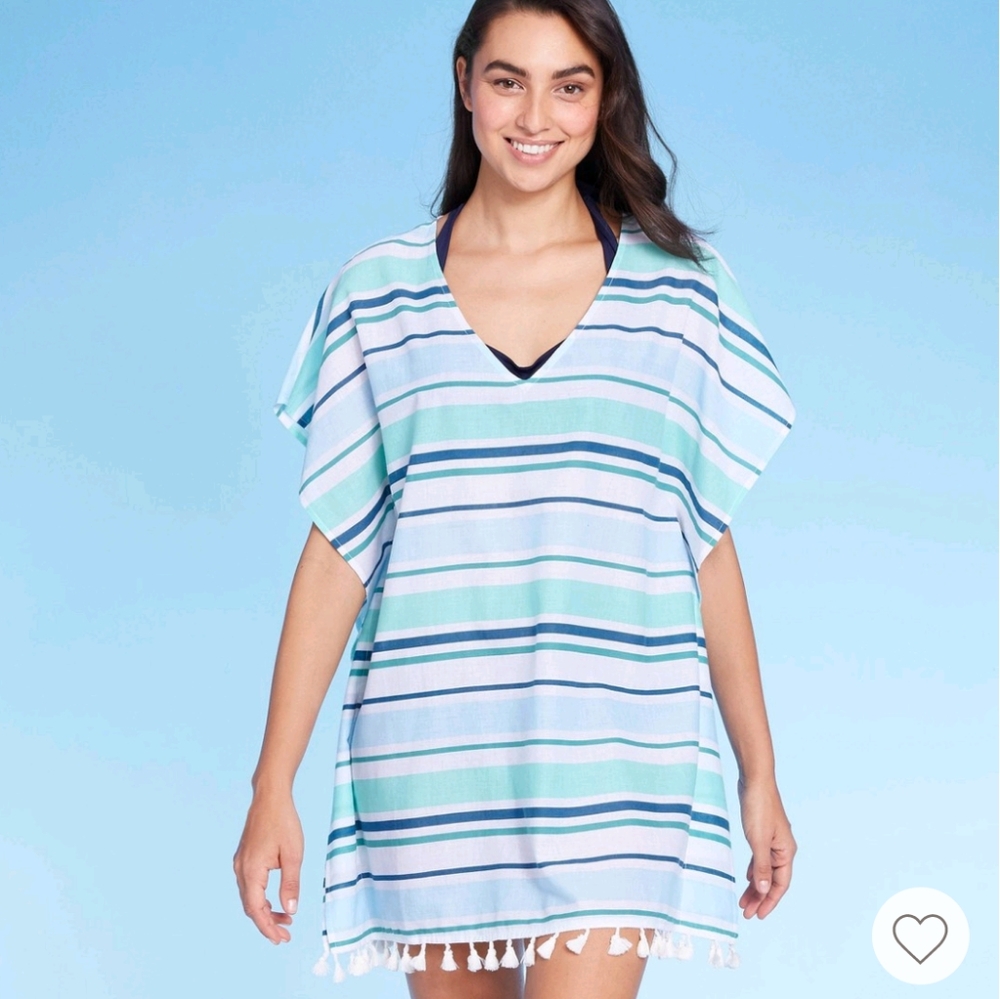 Kona Sol Women's Scoop Neck Tunic Blue/Green Strip